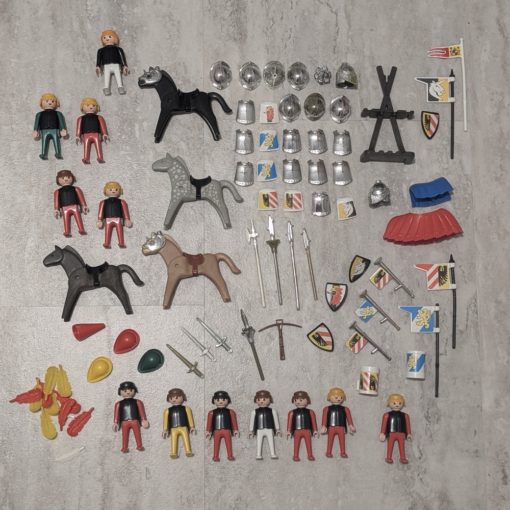 Vintage Playmobil Castle Accessories Knights, Horses, Weapons Etc